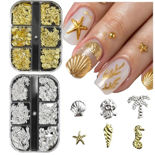 MAYCREATE® 2Boxes Metal Pearls Nail Gems Charms MAYCREATE® 2Boxes Metal Pearls Nail Gems Charms